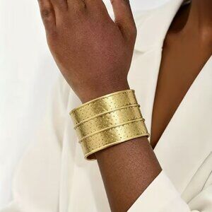 Golden-Plated Heavyweight Intricately Crafted Wide Bangle for Women